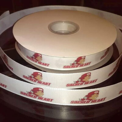 7/8" sacred heart university inspired custom printed grosgrain ribbon