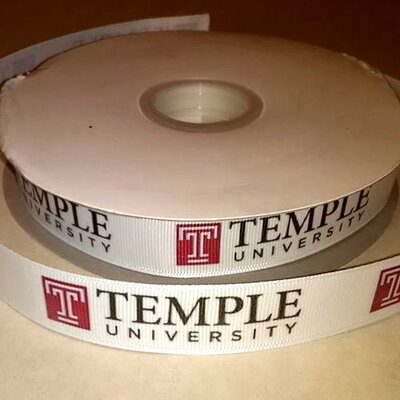 7/8" temple university inspired custom printed grosgrain ribbon
