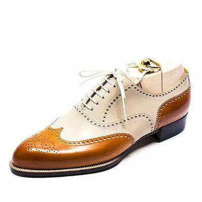 Handmade men's genuine leather dress shoes - Thumbnail 1