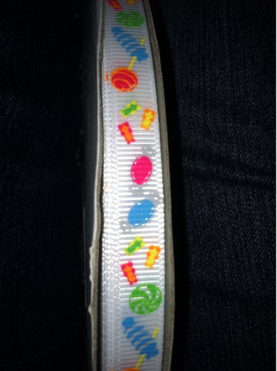 3/8&#39;&#39; neon candy on white grosgrain ribbon bow bows hair accessories 3 yards
