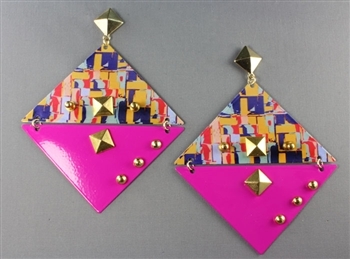Diamond shaped colorful earrings