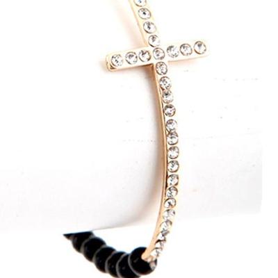 Rhinestone /bead cross bracelet