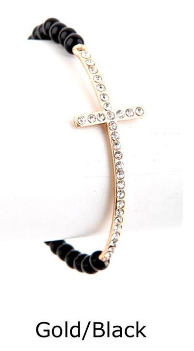 Rhinestone /bead cross bracelet