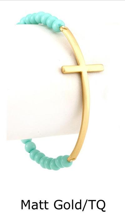 Matte/bead cross bracelet: