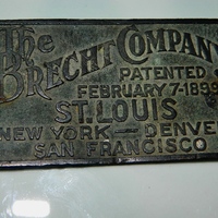 Turn of the Century Antique Automotive ID Tag/Plate from Brecht Company, St. Louis Automobile manufacturer c:1899-1903  - Thumbnail 1