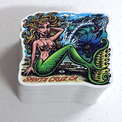 Jimbo phillips mermaid full color shaped vinyl sticker