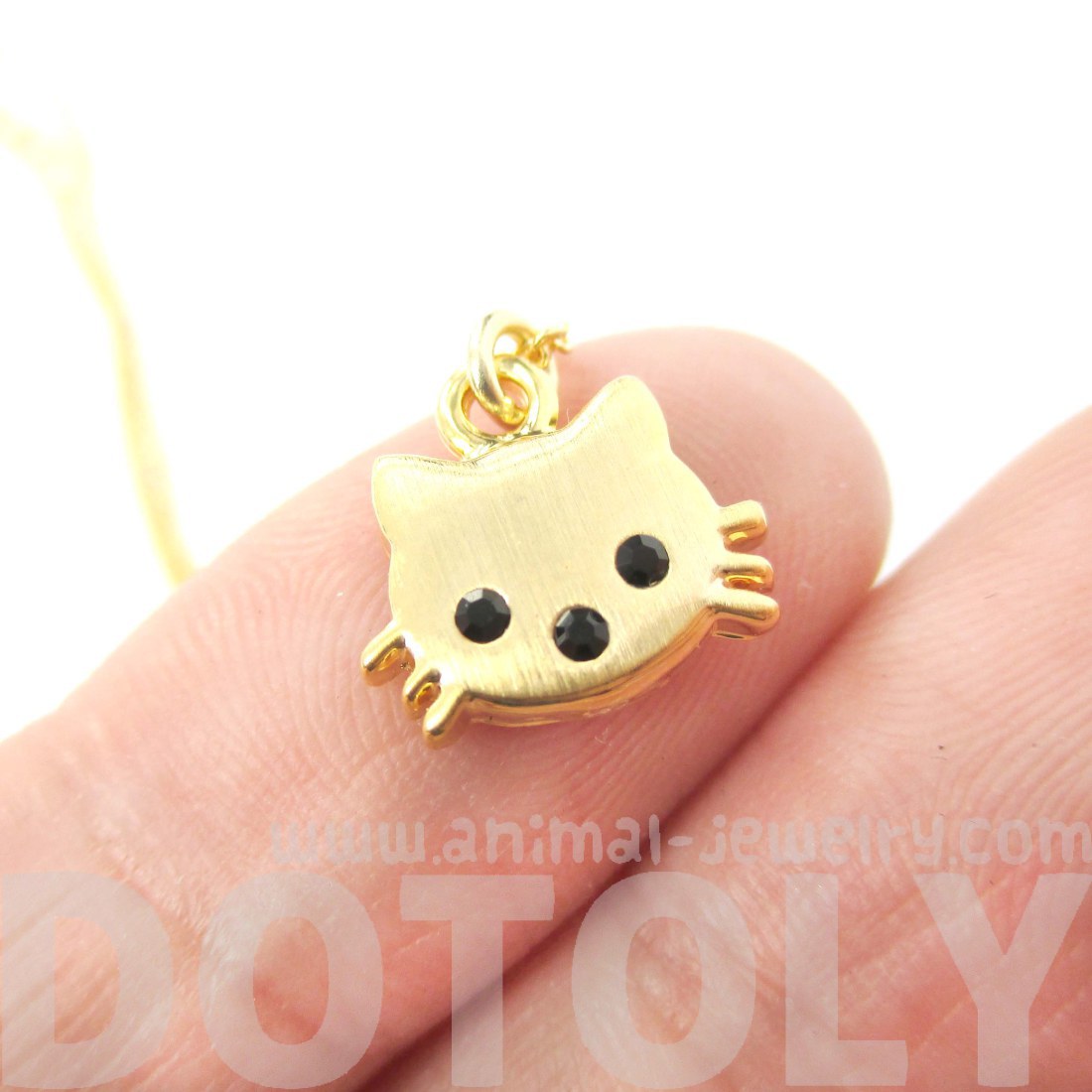 Small and Pretty Kitty Cat Animal Charm Necklace in Gold · DOTOLY