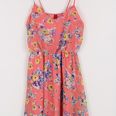 Sweetest floral flutter dress in coral