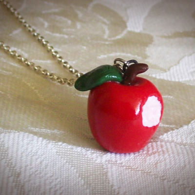 Bitten apple necklace