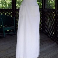 White Corduroy Long Floor Length Skirt with Pockets, Vintage Women's Size Small US 6 8 - Thumbnail 2