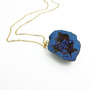 Large Titanium Cobalt Geode Necklace-1