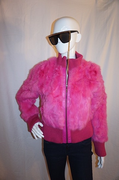 Vintage taxi pink rabbit fur coat, size s