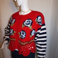 Vintage Kitty Hawk Red Cardigan, Size L - Thumbnail 3