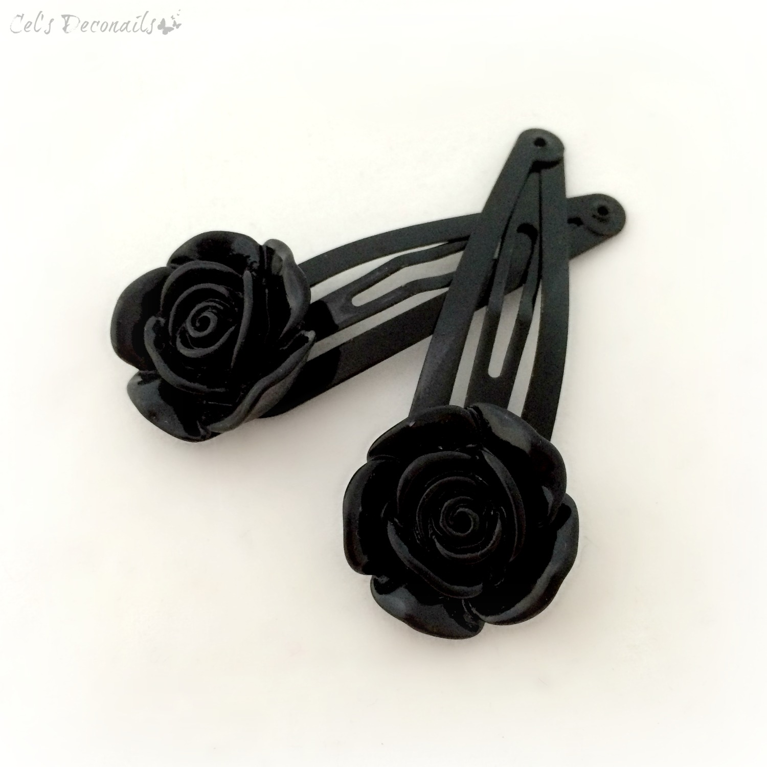 2 x Grey Black Silver Rose Flower Hair Grips Clips Bobby Pins Slides Goth 2140 2 x Grey Black Silver Rose Flower Hair Grips Clips Bobby Pins Slides Goth 2140