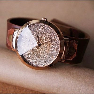 Leather wrap bracelet watch, women wristwatch