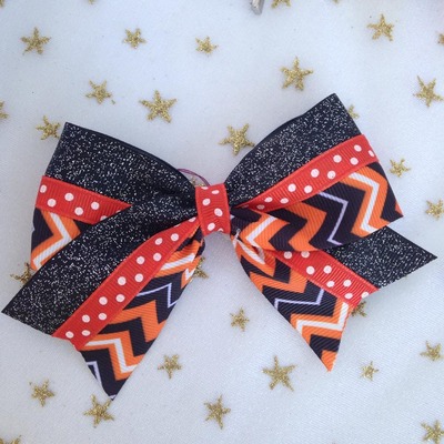Glitter black, orange/black chevron, and orange dots