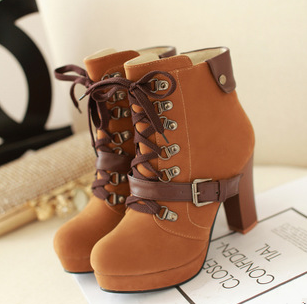 Women fashion high-heeled Martin boots