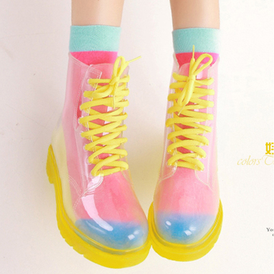 Candy Colors Martin Transparent  Waterproof  Rain Boots