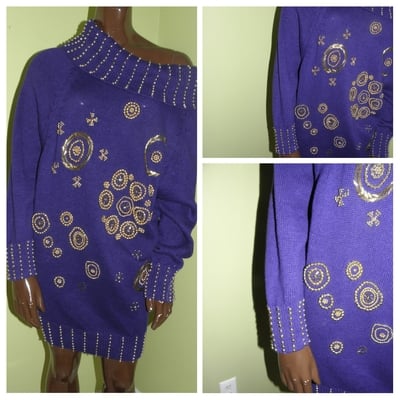 Vtg embellished sweater dress 