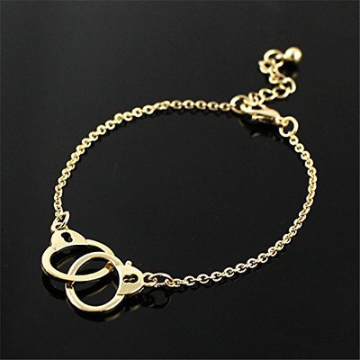 Punk rock gold and silver color cute handcuff chain bracelets for women