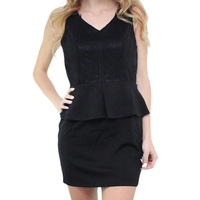 Black Peplum Dress - Thumbnail 1