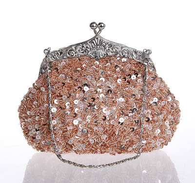 Blush Party Clutch With Beads And Sequins