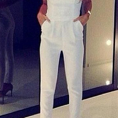 Spaghetti strap chic white jumpsuit   40520