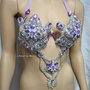 Iridescent Lavender Diamond Samba Bra Cosplay Dance Costume Rave Bra Rave Wear Halloween Burlesque Show Girl-4
