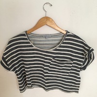 Striped Terry Crop Top - Thumbnail 1