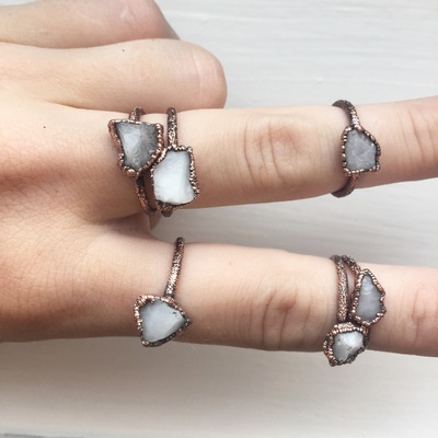 Milky quartz stacking ring