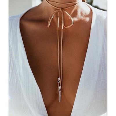  DIY Long Velvet Chain Choker Necklace