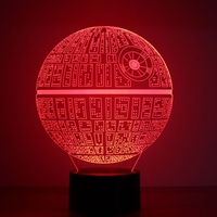 Creative 3D Death Star Shape 7-Color LED Night Light Touch Switch USB Table Desk Lamp Decor - Thumbnail 1
