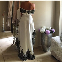 Off the shoulder High-Low Long Prom Dress,Evening Dress ,Charming Evening Gown,Prom Dresses,BG80 - Thumbnail 2