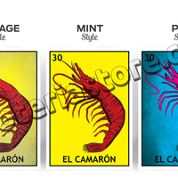 Canvas 8x10" El Camaron Loteria Card Stretched And Ready for Hanging - The Shrimp Mexican Bingo Art Print - Thumbnail 2