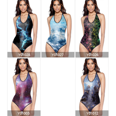 One piece sky swimming suit