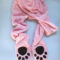 Pink Polar Bear Mascot Costume Hat Cap Gloves - SUPER SOFT - like new - Thumbnail 2