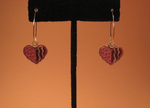 Crystal and Heart Flag Charm Earrings