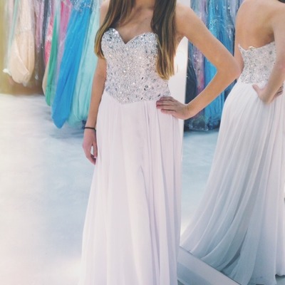 Sweetheart neck long chiffon prom dresses crystals floor length women party dresses - Thumbnail 3