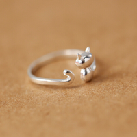 Cute S925 Sterling Silver Cat Ring - Thumbnail 2