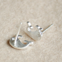 Tiny Sterling Silver Whale Earrings - Thumbnail 2
