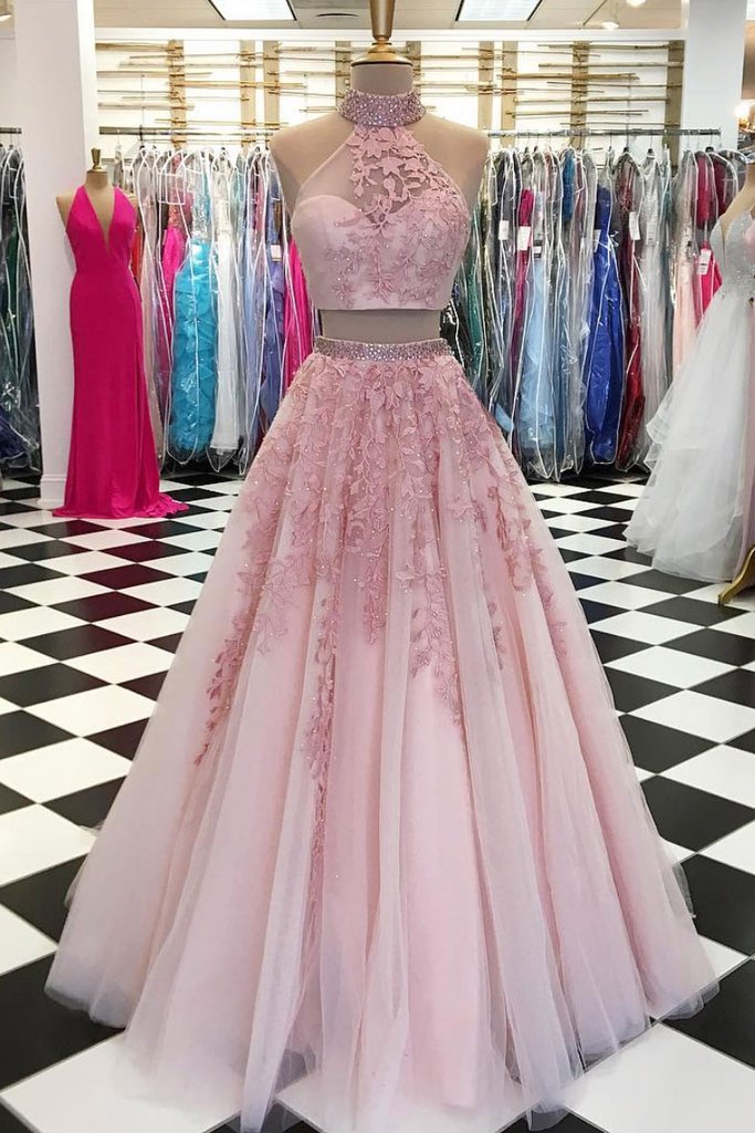 high neck two piece dress