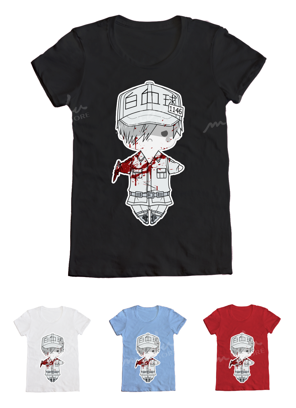 Mibustore Caw Hataraku Saibou Neutrophil White Blood Cell U 1146 Bloody Ver T Shirt Mibustore Caw Hataraku Saibou Neutrophil White Blood Cell U 1146 Bloody Ver T Shirt