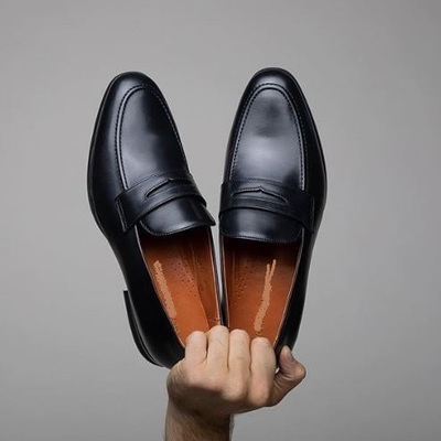 Classic decent handmade men's black loafer office wear in genuine leather shoes