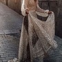 Sparkly Deep V Neck Bridal Gown with Full Sleeves-2