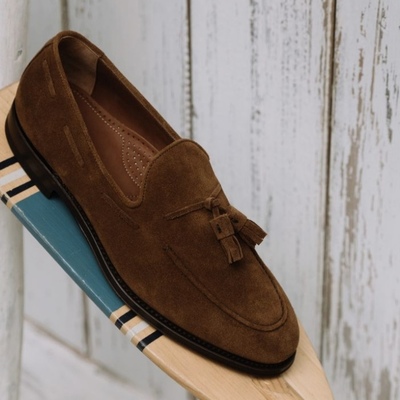 Handmade dark brown tassels loafer leather men's stylish shoes