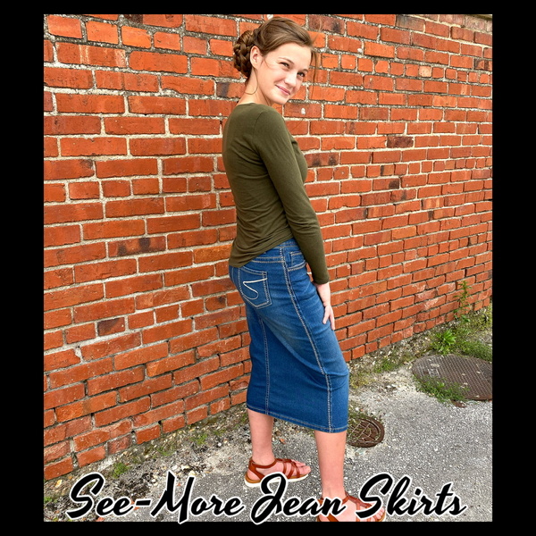KRISTY MID LENGTH VINTAGE WASH DENIM SKIRT
