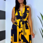 Casual V-Neck Sleeveless Button Jumpsuit-2