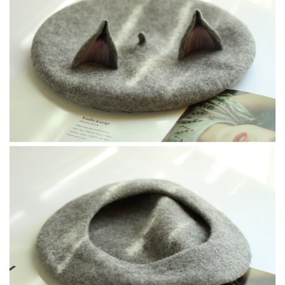 Cute wool fox ears beret hat