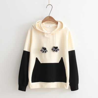  harajuku  big cat face  hit color hoodie