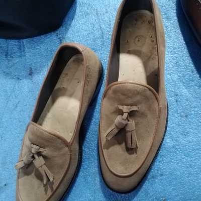 Hot sale sand hand stitch suede tassels loafer casual wear shoes